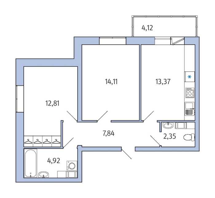 Двухкомнатная квартира в ЛенСтройТрест: площадь 56.64 м2 , этаж: 1 – купить в Санкт-Петербурге